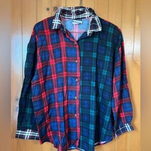 Caliche Collection Shirt Womens Large multi color plaid long sleeve Button Up